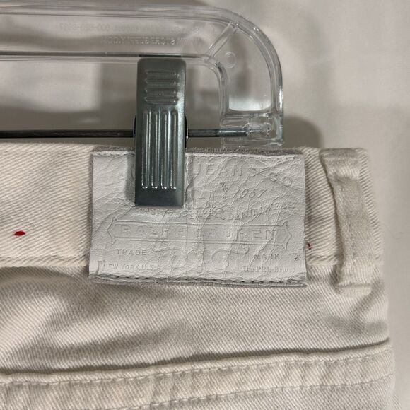 Lauren Jeans Co Ralph Lauren Pants Women 12 White Denim Pockets Classic Straight - Picture 7 of 10